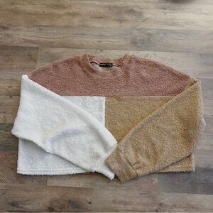 Colorblock Sweater in Cream, Tan, and Brown